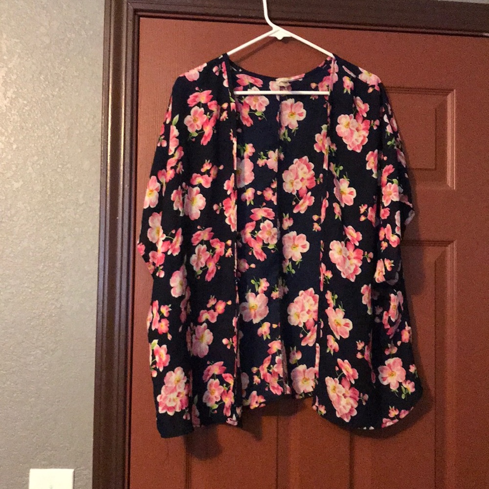 Black and floral print cardigan